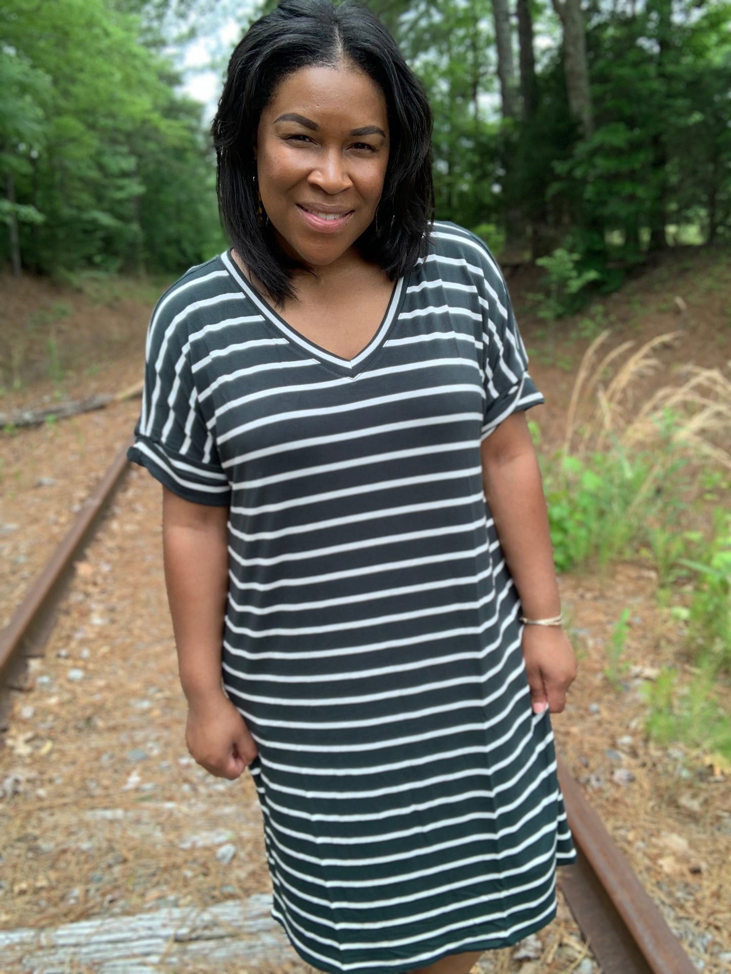 Hunter Green V-Neck Dress