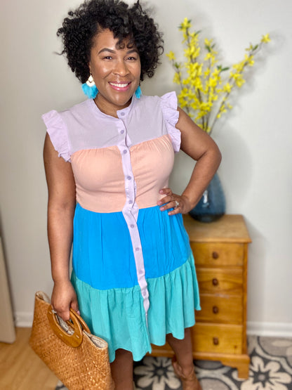 Tiered Color Block Dress