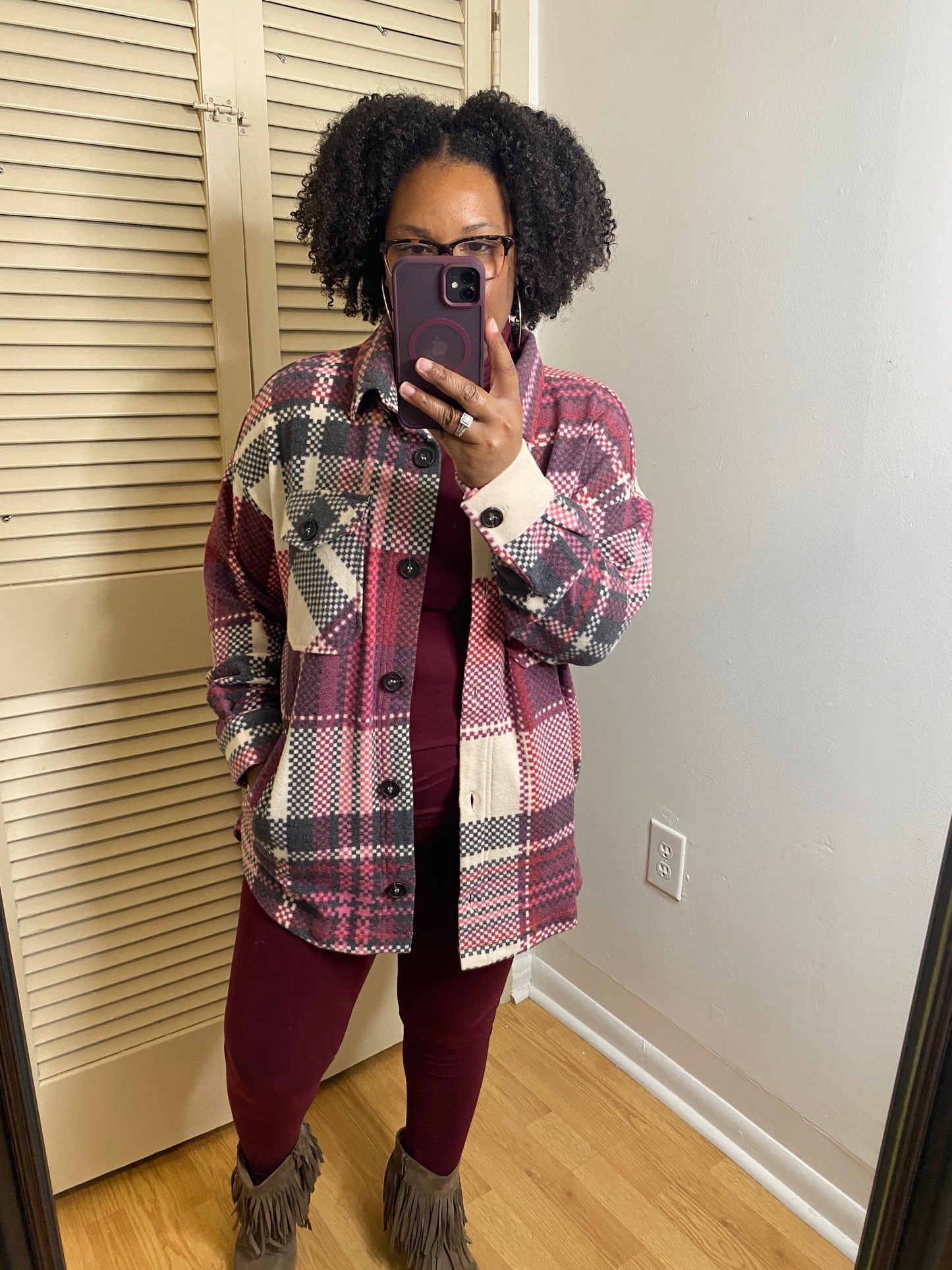 Fleece Magenta Shacket