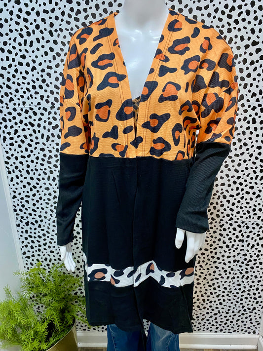 Color Block Leopard Cardigan