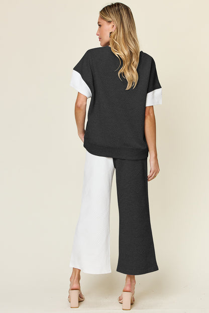 Preorder: Contrast Wide Leg Pants Set
