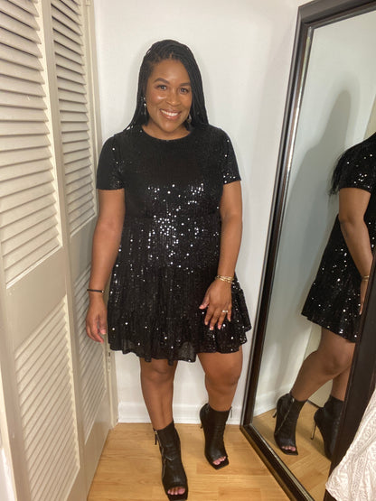 Sequin Tiered Dress