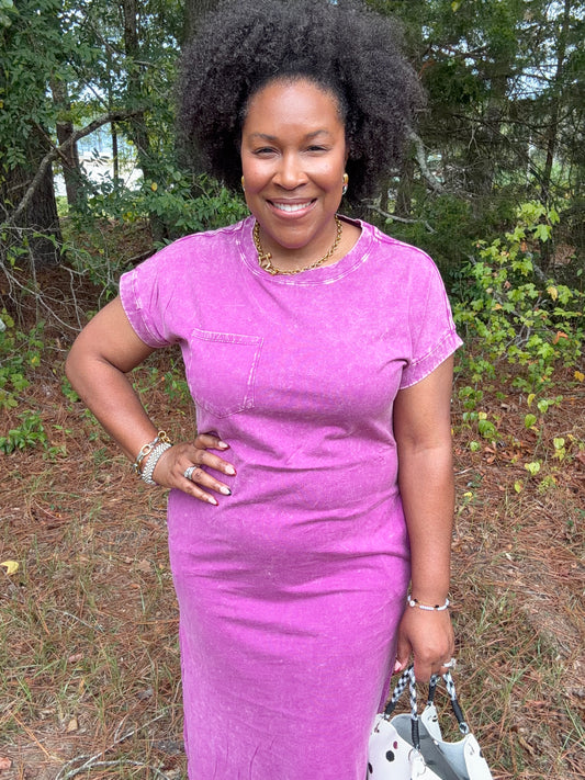 Plum Acid Wash Dress