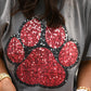 Red & Black Faux Glitter Paw Print Tee