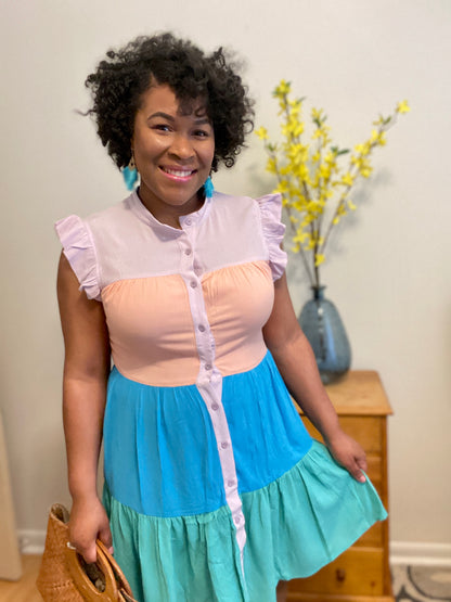 Tiered Color Block Dress