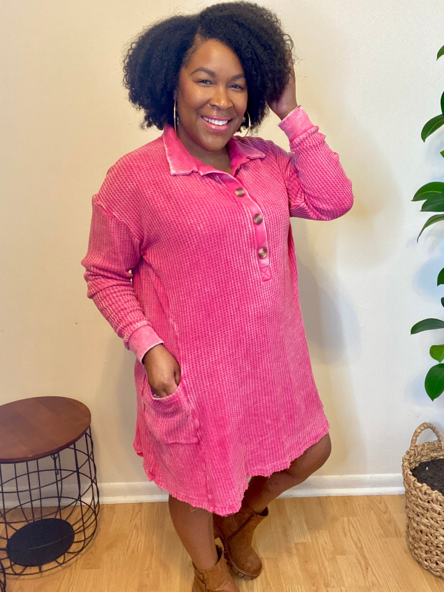 Pink Waffle Dress