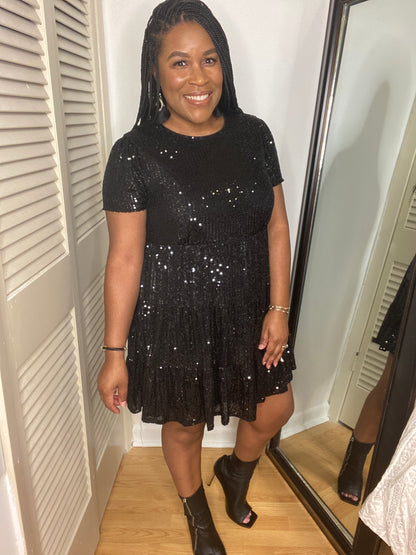 Sequin Tiered Dress