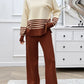 Preorder: Slit Striped Round Neck Sweater Set