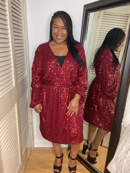 Sequin Wrap Dress