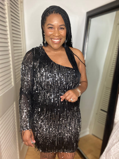 One Shoulder Sequin Dress