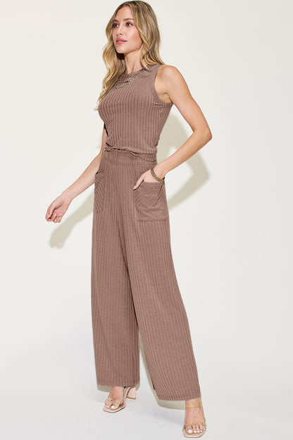 Preorder: Ribbed Tank & Wide Leg Pants Set