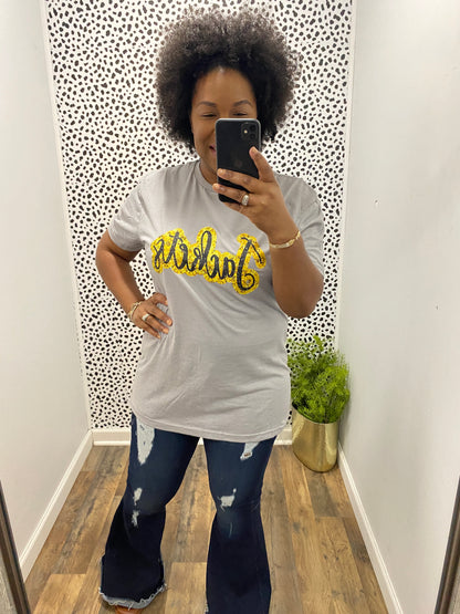 Gray Sequin Yellow Jackets