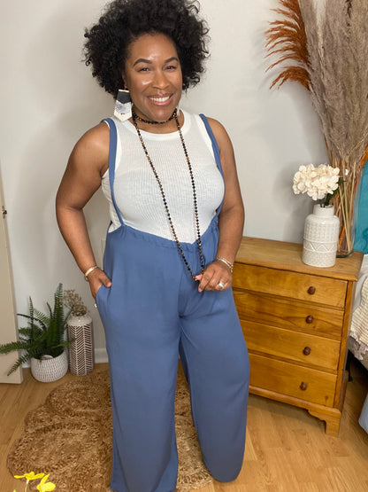 Blue Suspender Pants