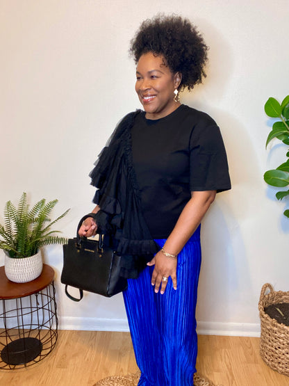 Black Ruffle Detail Top