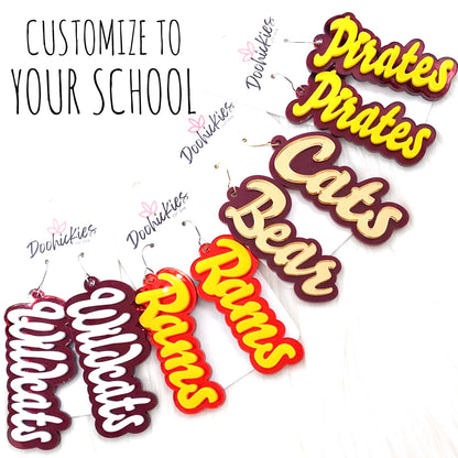 2.75" Custom Layered Mascot Acrylics (Comment w/Mascots) - Spirit Earrings