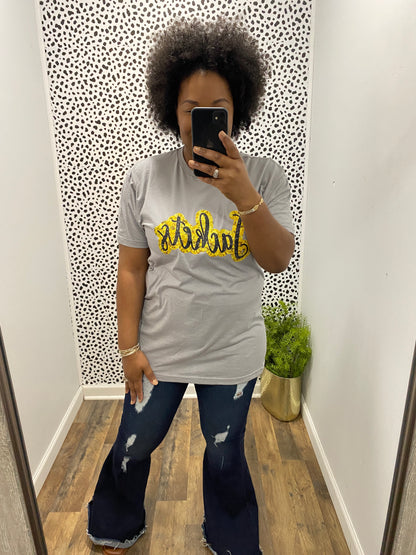 Gray Sequin Yellow Jackets