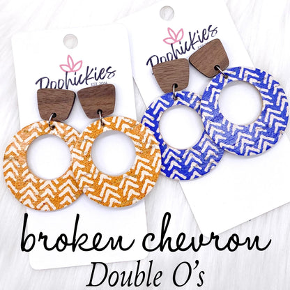 2" Walnut & Broken Chevron Lil' O Dangles- Fall Cork Earrings