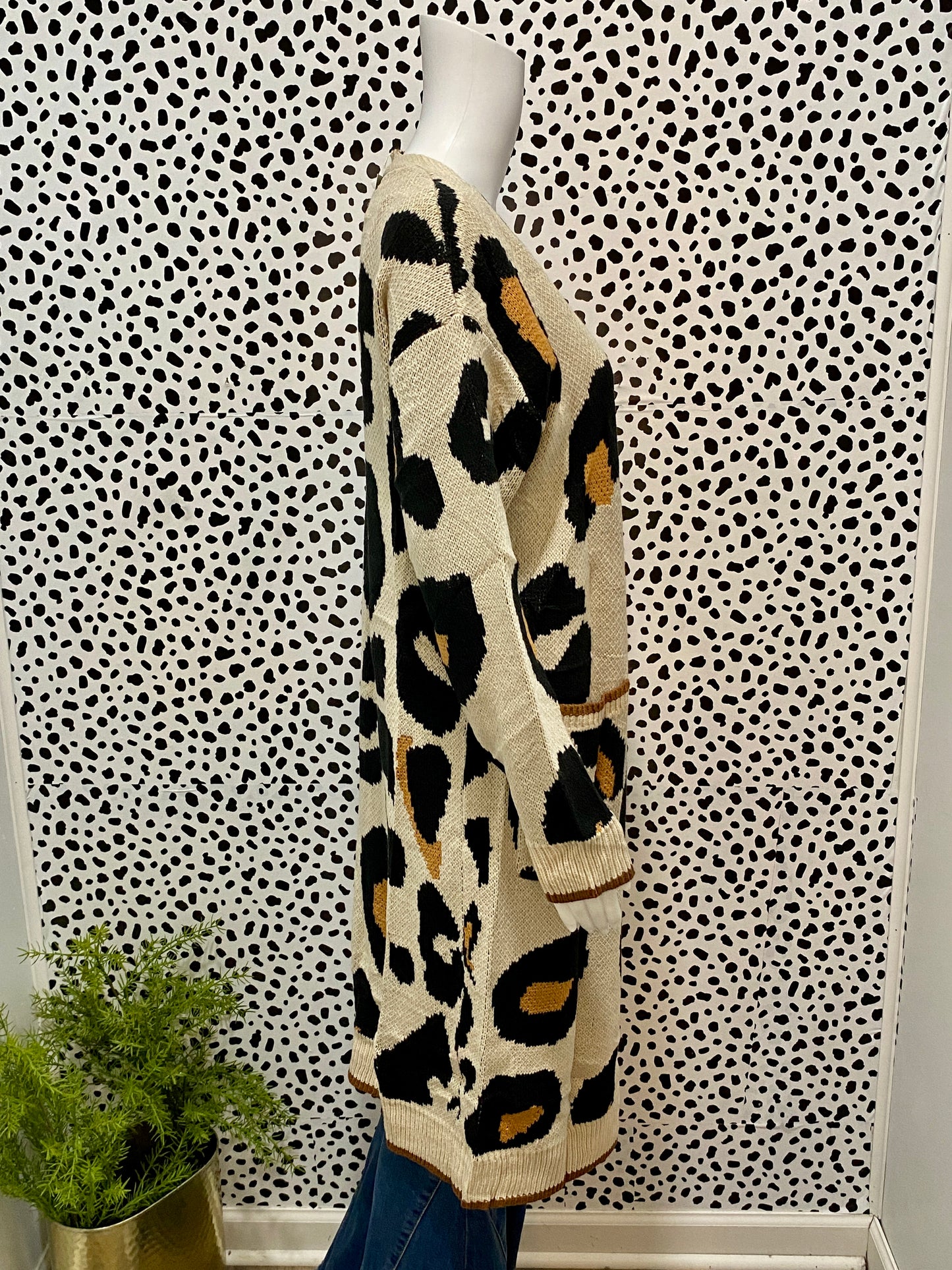 Cream Leopard Print Cardigan