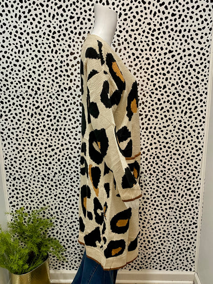 Cream Leopard Print Cardigan