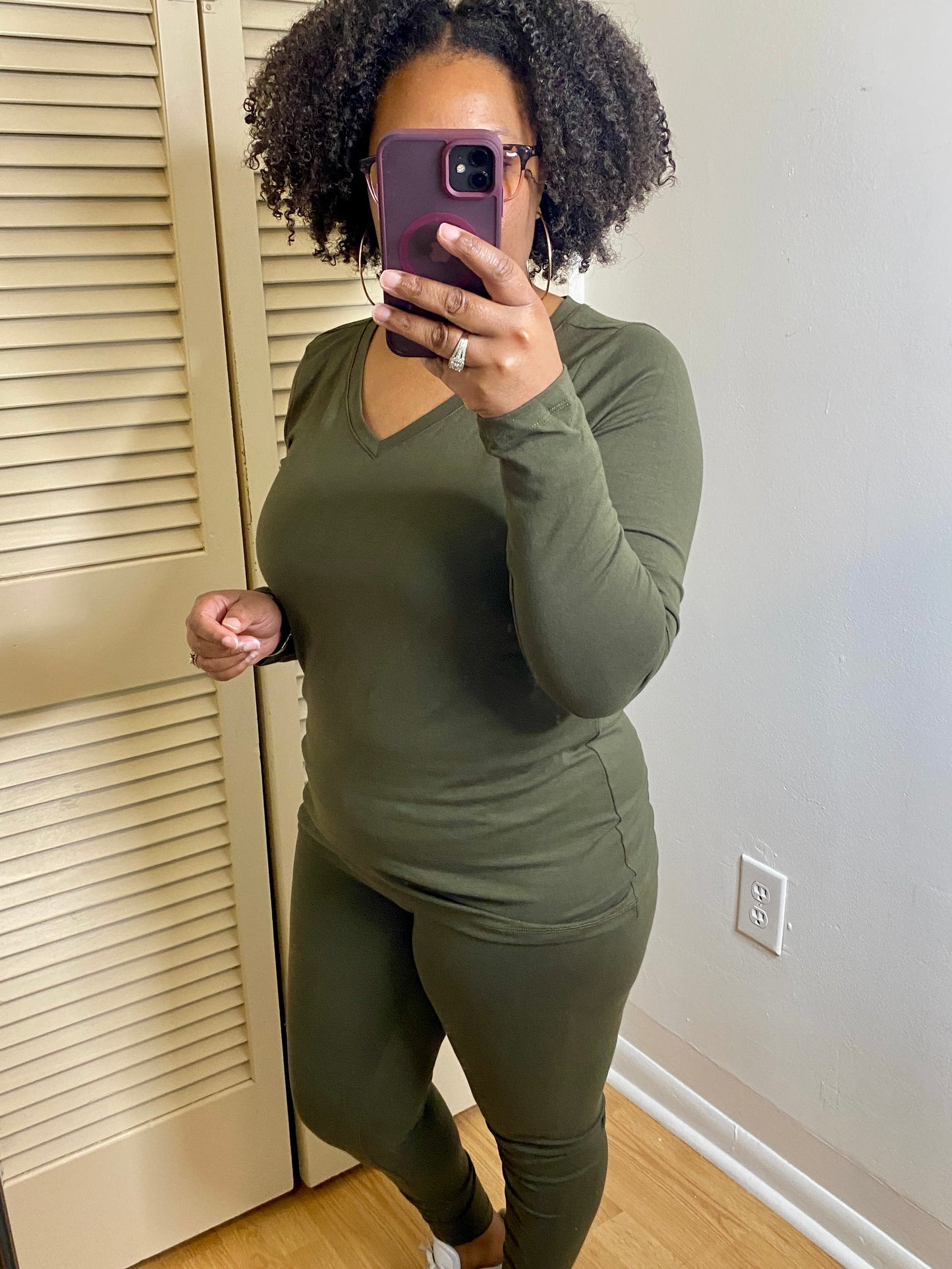 Olive V-Neck Set