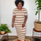 Short Sleeve Striped Maxi Dress