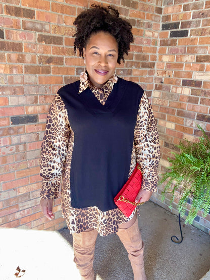 Printed Knit Shirt Dress