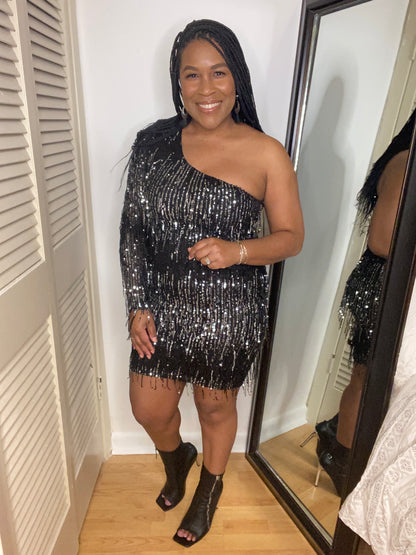 One Shoulder Sequin Dress