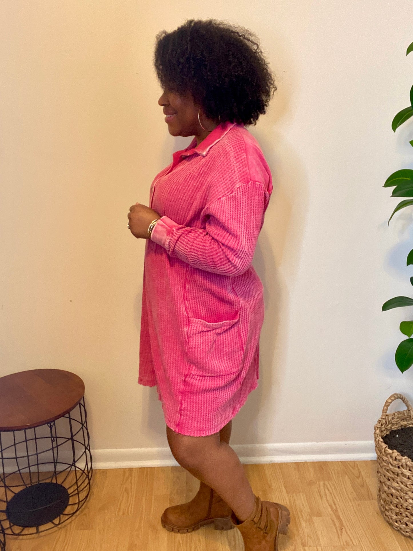 Pink Waffle Dress