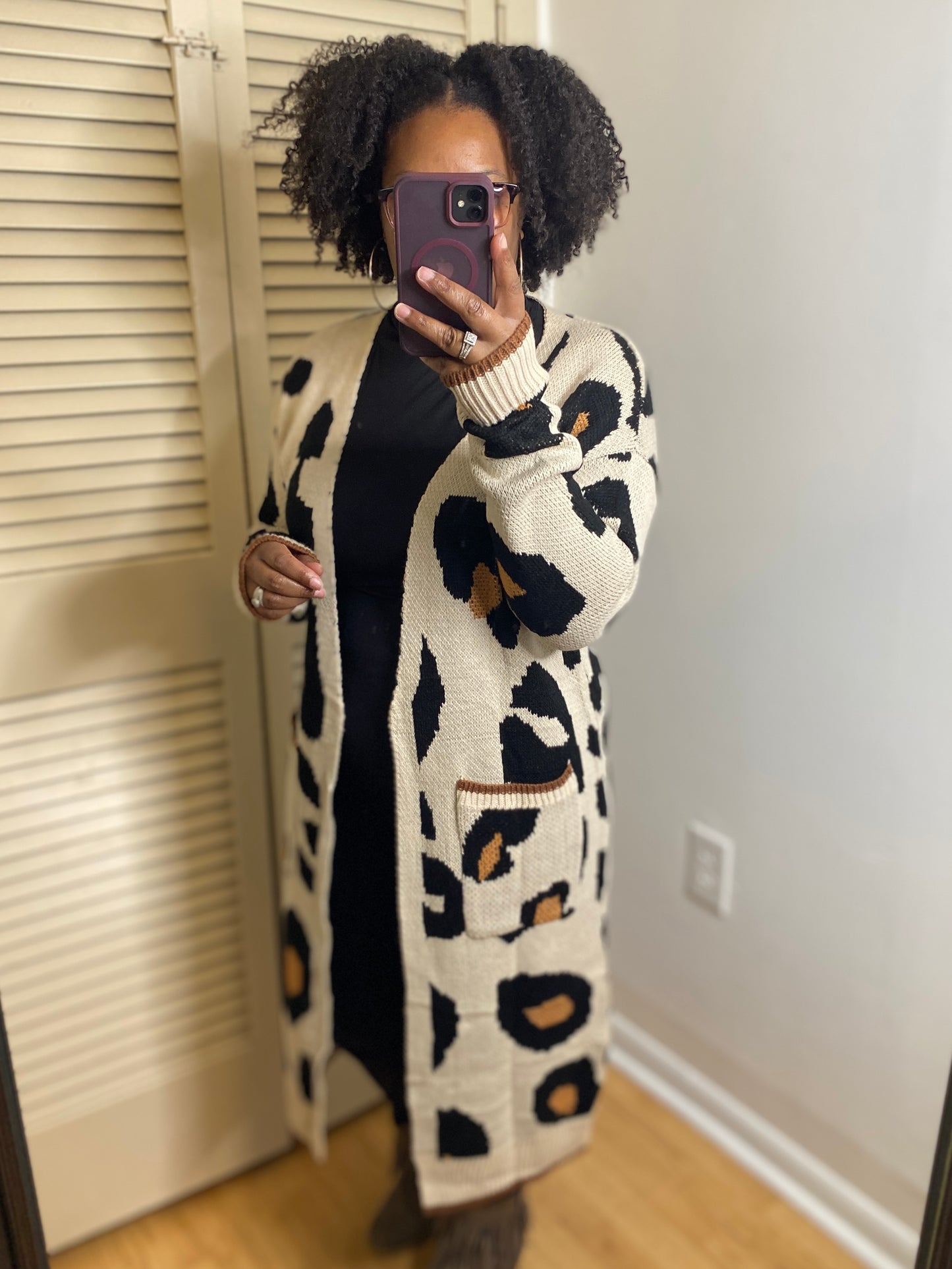 Cream Leopard Print Cardigan