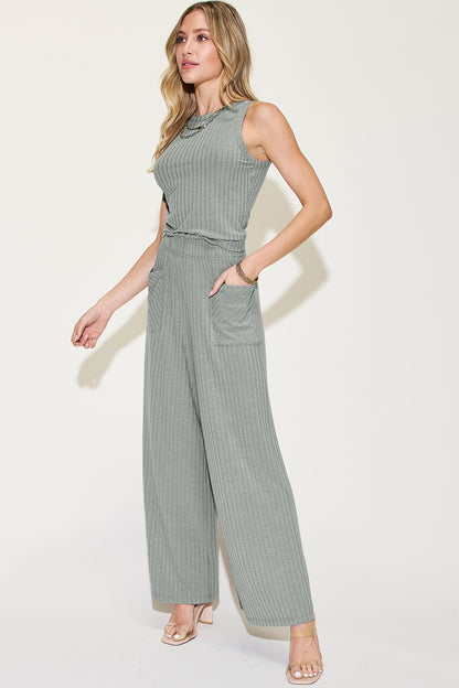 Preorder: Ribbed Tank & Wide Leg Pants Set