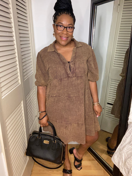 Brown Gauze Dress