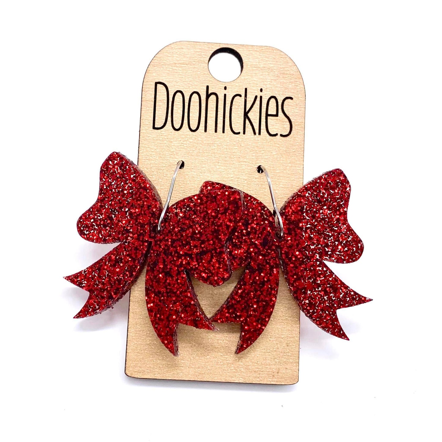 Custom Glitter School Spirit Bow Dangles