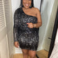One Shoulder Sequin Dress