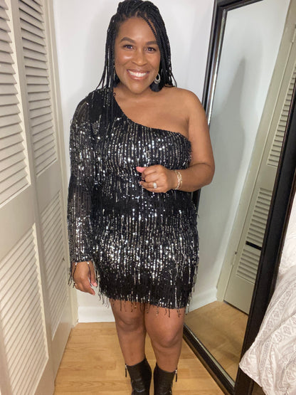 One Shoulder Sequin Dress