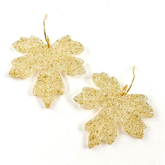 Gold Shimmer Acrylic Bronze Leaf Dangles
