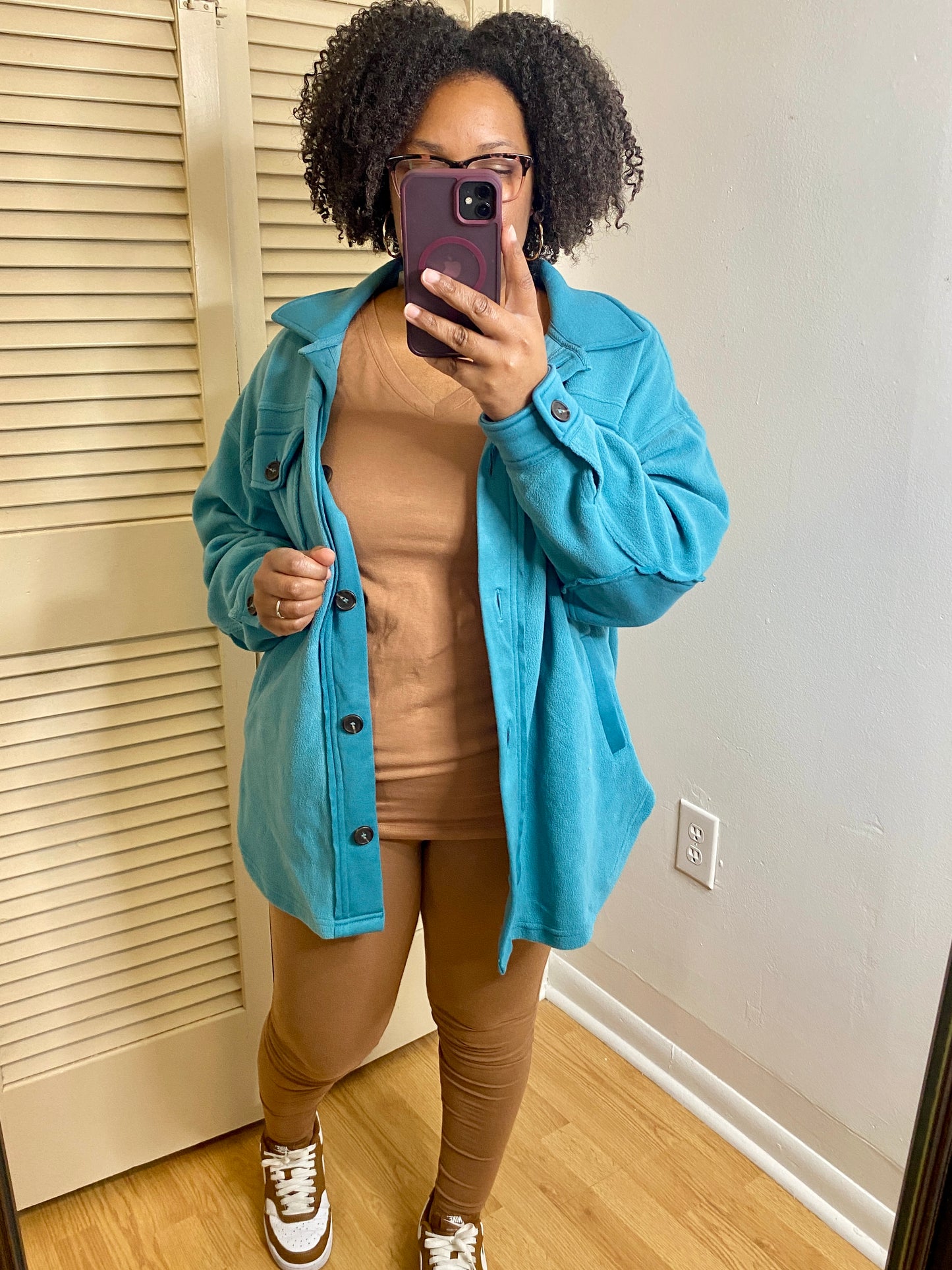 Teal Fleece Shacket
