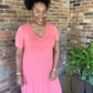 Coral V-Neck Maxi
