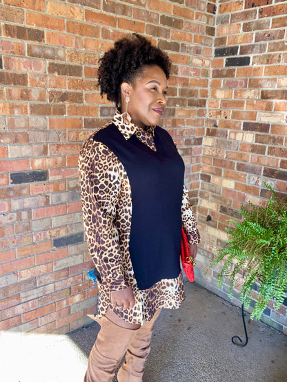 Printed Knit Shirt Dress