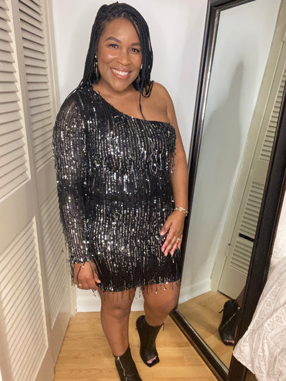 One Shoulder Sequin Dress