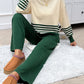 Preorder: Slit Striped Round Neck Sweater Set