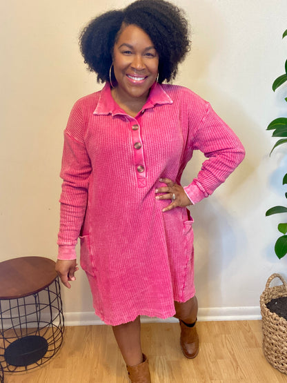 Pink Waffle Dress