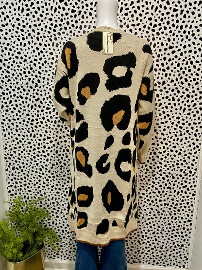 Cream Leopard Print Cardigan