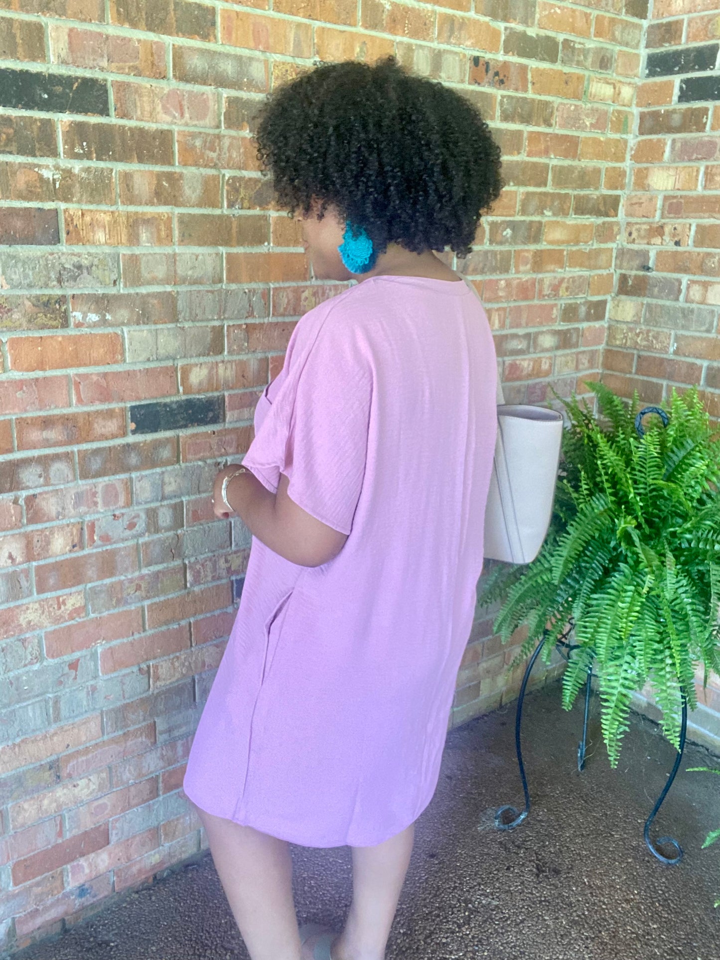 V Neck T Shirt Dress (ROSE)