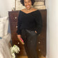 Black Balloon Sleeve Sweater
