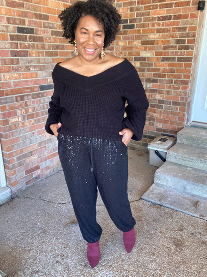 Black Sequin Jogger