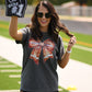 Faux Glitter Bow Football Tee