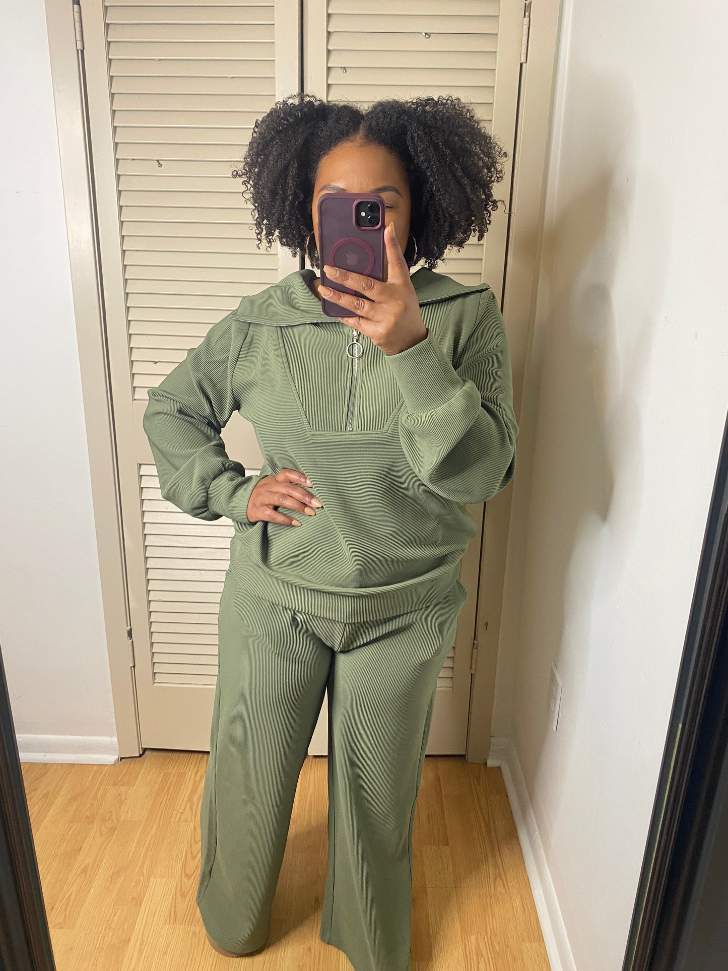 Preorder: Olive Half Zip Set