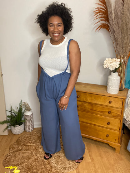 Blue Suspender Pants