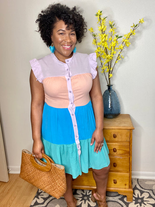 Tiered Color Block Dress