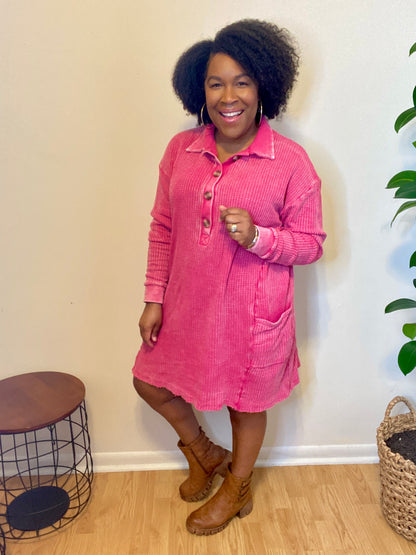 Pink Waffle Dress